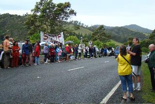 Russell protesting the actions of the Far North District Council